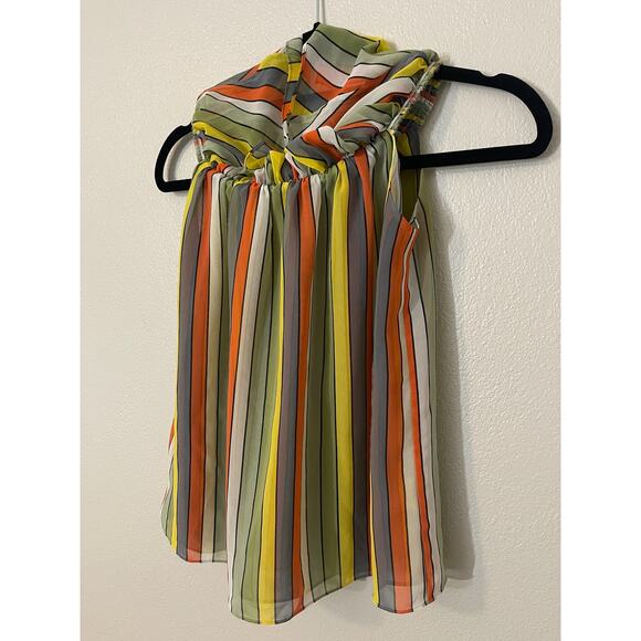 Cabi Retro Womens Striped Off-Shoulder Blouse XS, 70s Funky Colors Unique Summer - Picture 5 of 5